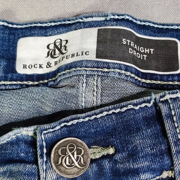 Rock & Republic jeans straight men's size 34X34 acid washed blue - Picture 6 of 15